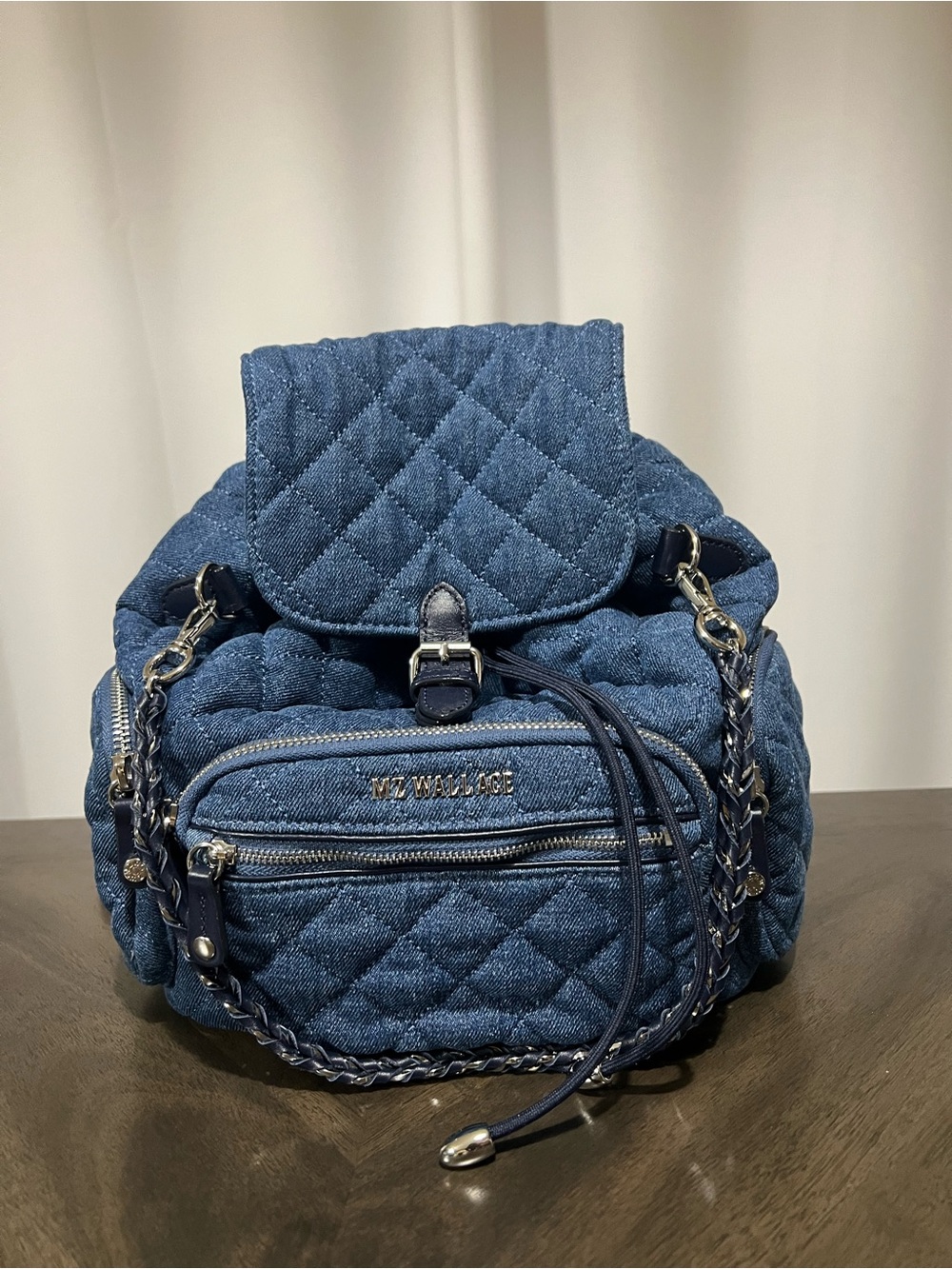 MZ Wallace Crosby Mini Quilted Denim Backpack